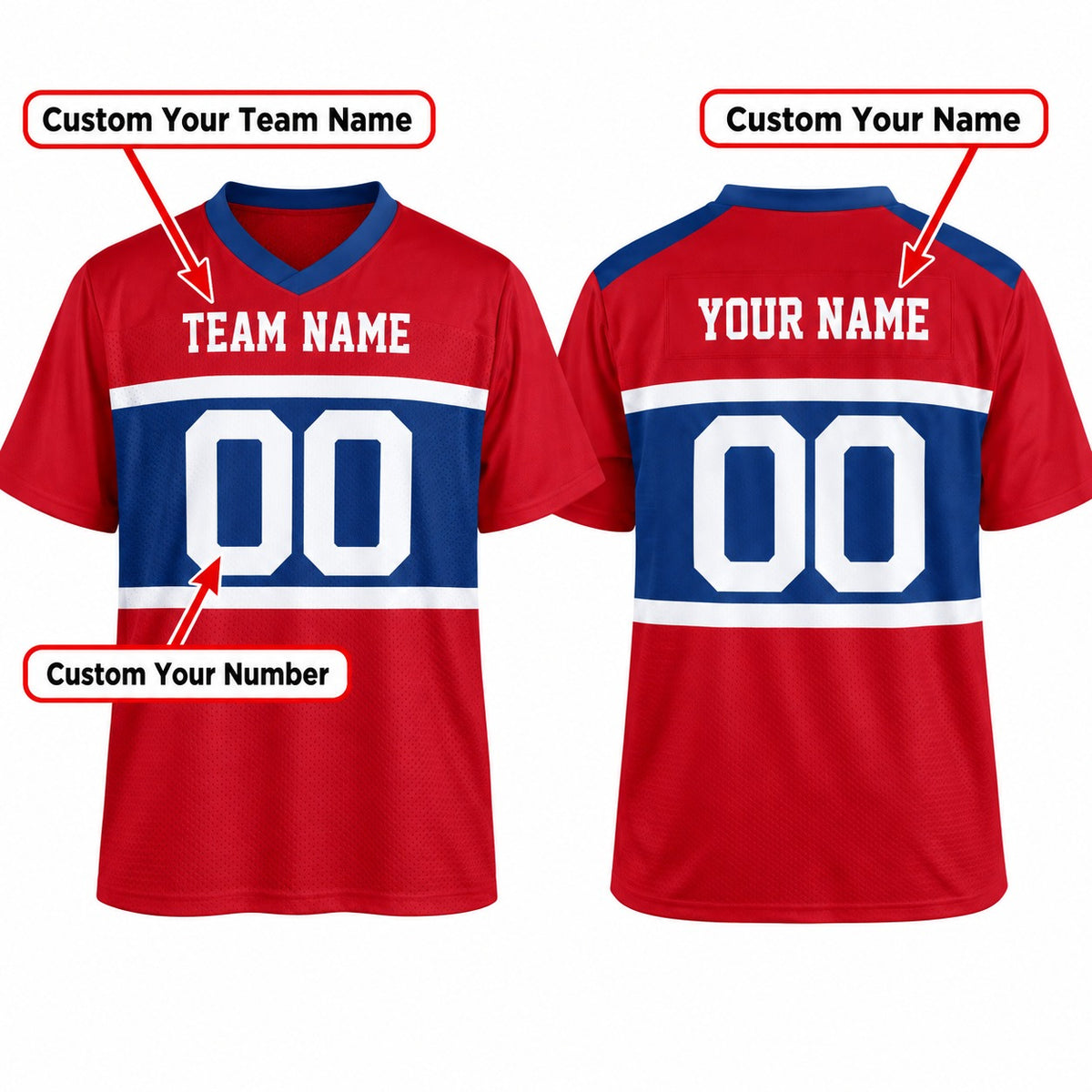 Personalized New York Giants Football Jersey – Century Red Retired Player Alternate Style, Custom Name Patch, Team Name, Number & Logo-2