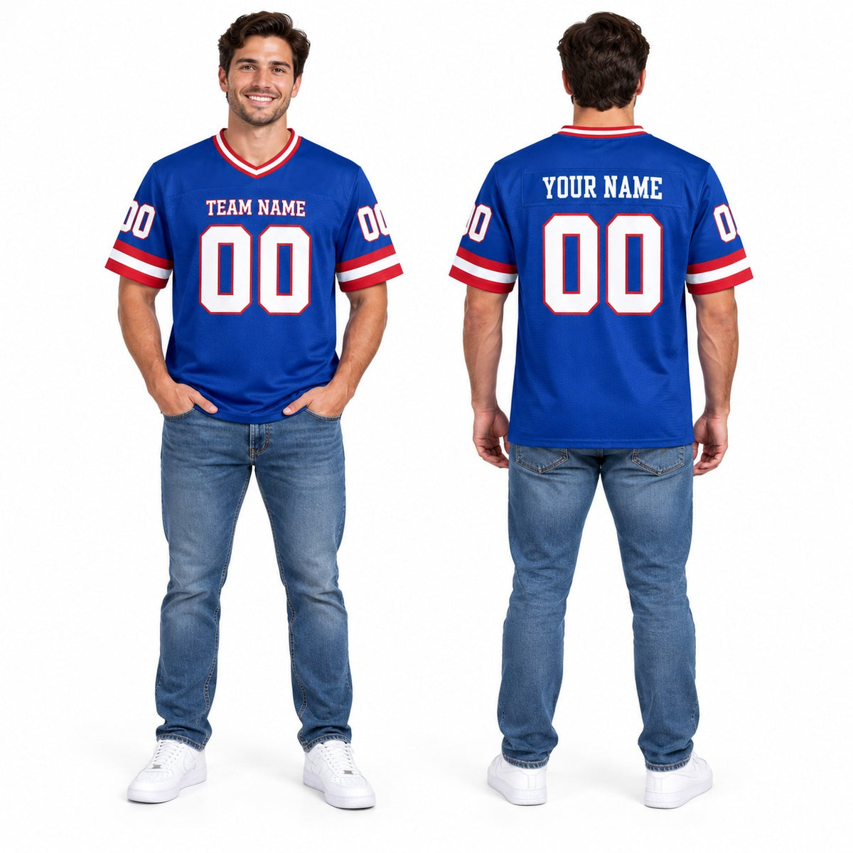 Personalized New York Giants Football Jersey – Royal Classic Alternate Style, Custom Name Patch, Team Name, Number & Logo-1