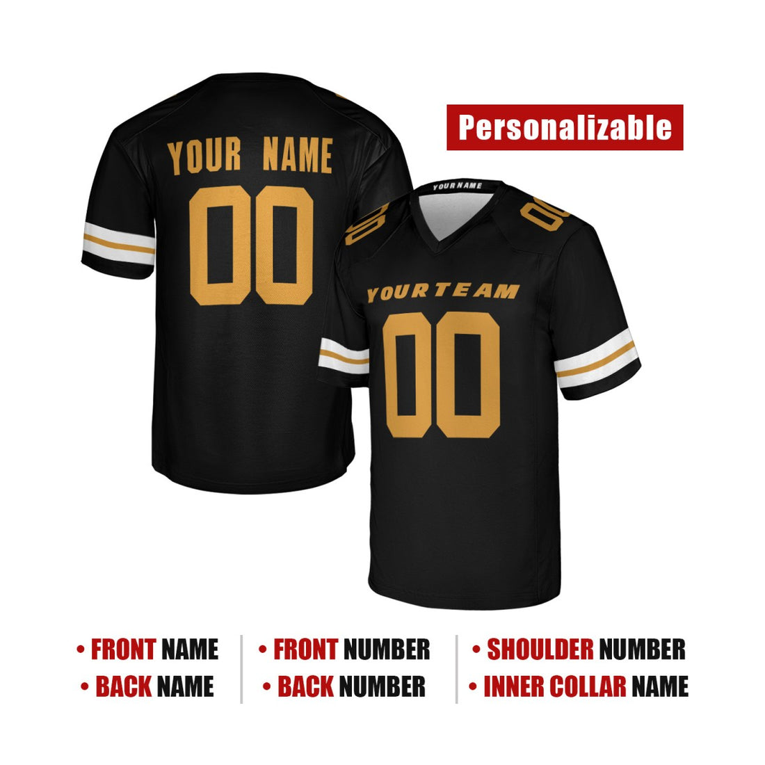 Personalized New York Jets Football Jersey - Black 2008 Legacy Style, Custom Name & Number-1