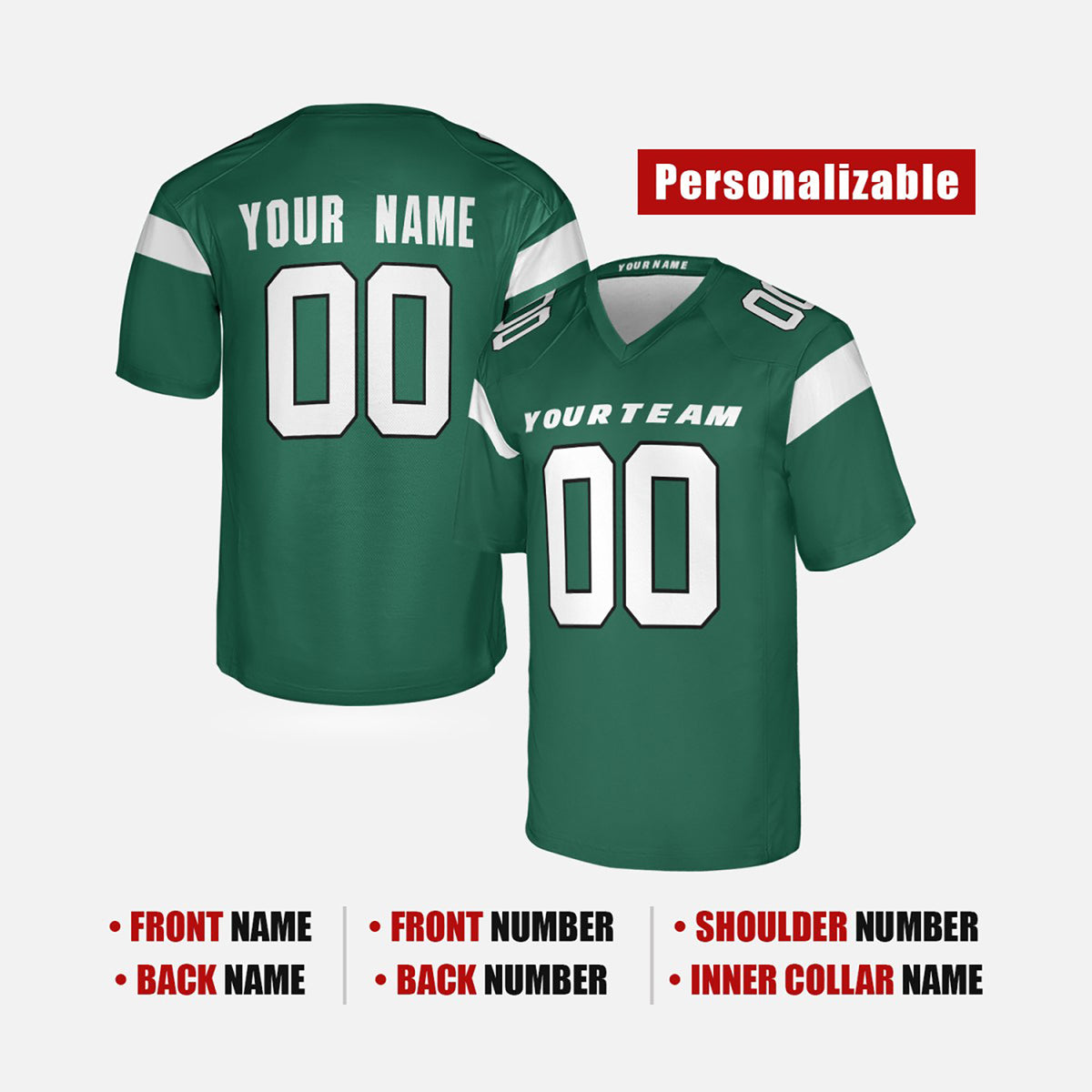 Personalized New York Jets Football Jersey - Gotham Green Fan Style, Custom Name & Number-2