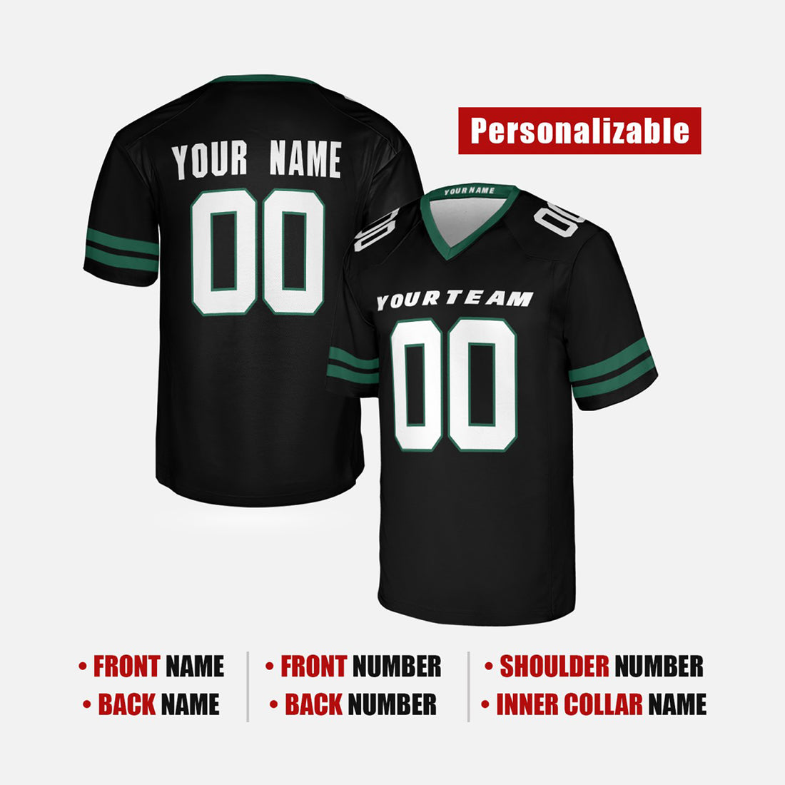 Personalized New York Jets Football Jersey - Legacy Black Alternate Style, Custom Name & Number-1