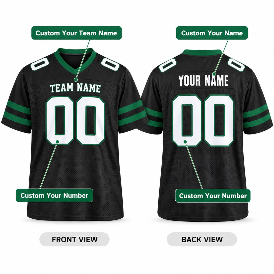 Personalized New York Jets Football Jersey – Legacy Black Alternate Style, Custom Name Patch, Team Name, Number & Logo-1