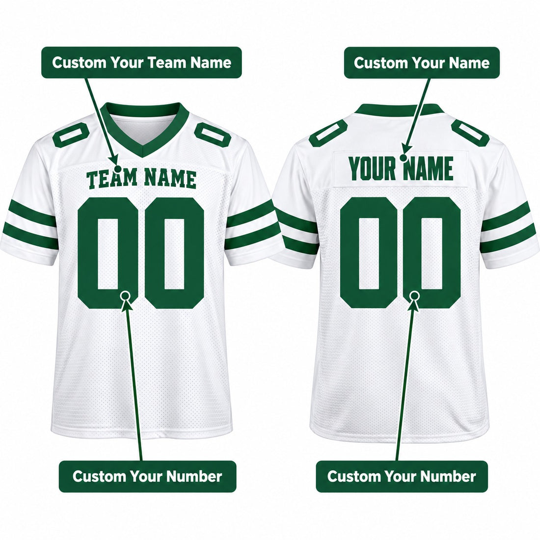 Personalized New York Jets Football Jersey – Legacy White Game Style, Custom Name Patch, Team Name, Number & Logo-1