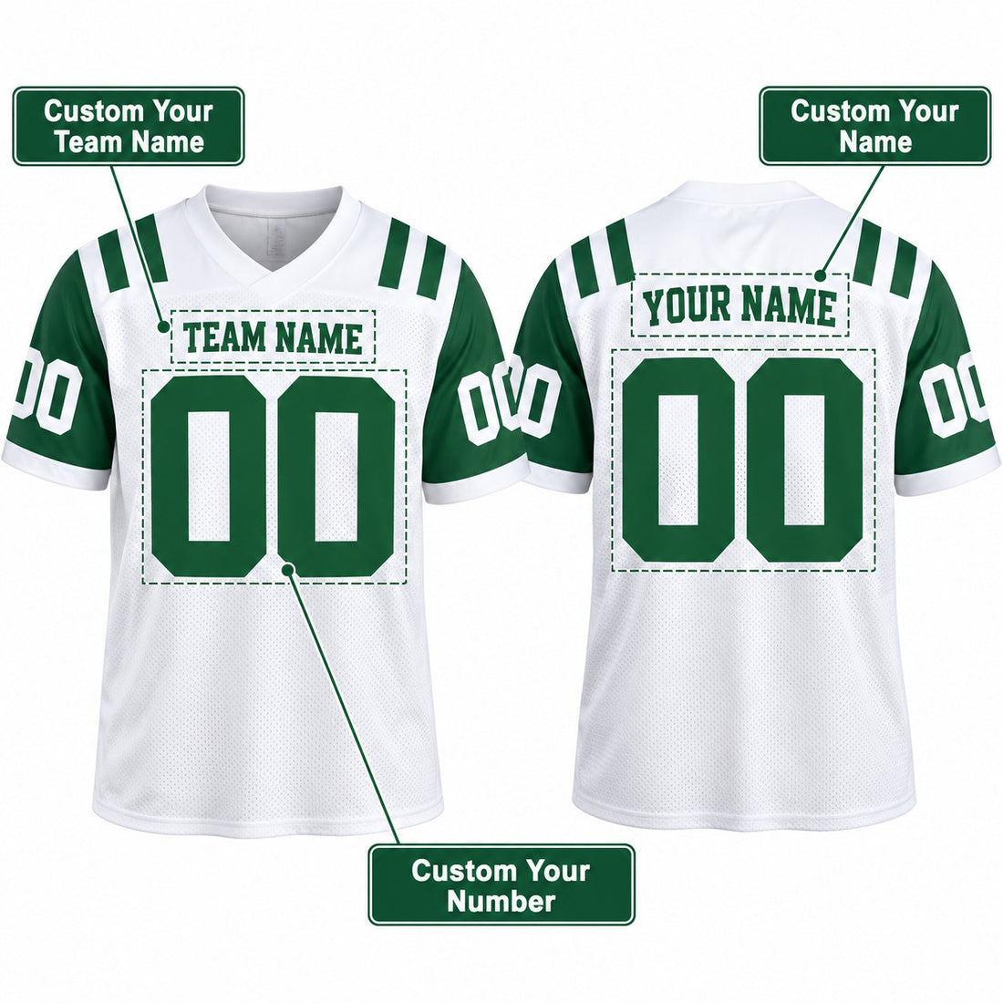 Personalized New York Jets Football Jersey – White Classic Alternate Vapor F.U.S.E. Limited Style, Custom Name Patch, Team Name, Number & Logo-1