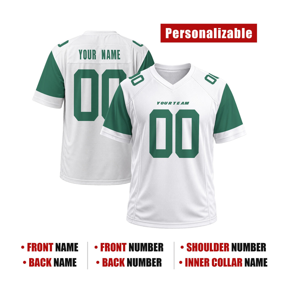 Personalized New York Jets Football Jersey – White Fuse Elite Style, Custom Name & Number-1