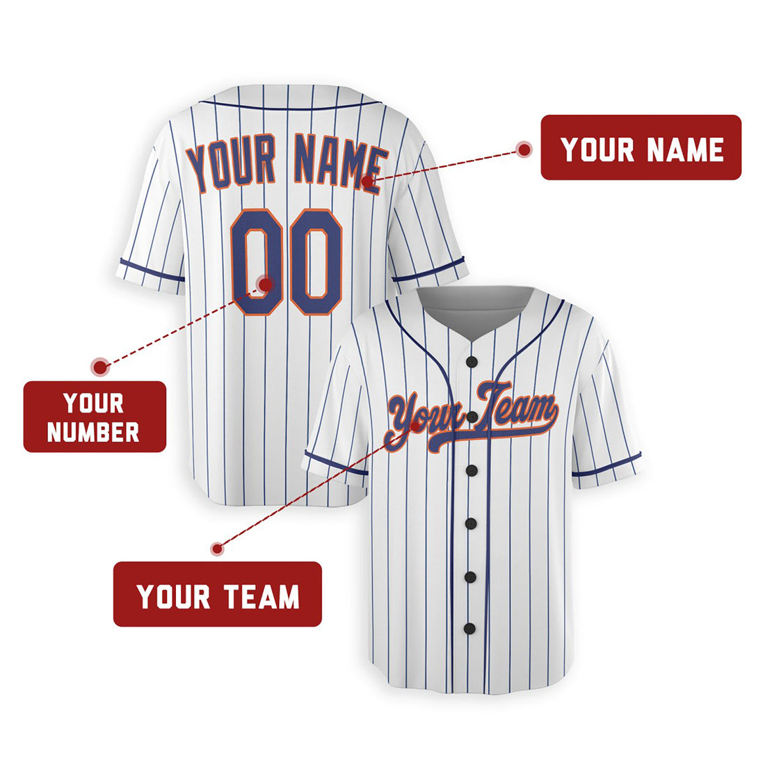 Personalized New York Mets Baseball Jersey - White Home Style, Custom Name & Number-1