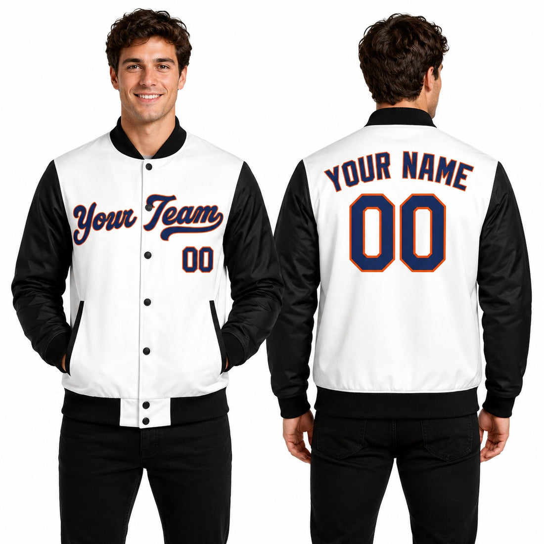 Personalized New York Mets Varsity Jacket – White Black Alternate Style, Custom Name & Number-1