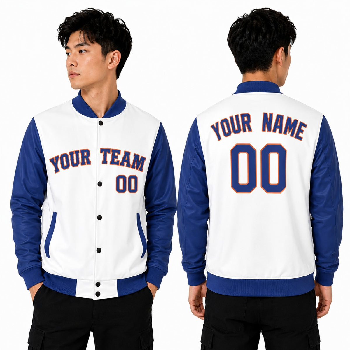 Personalized New York Mets Varsity Jacket – White Blue Away Style, Custom Name & Number-1