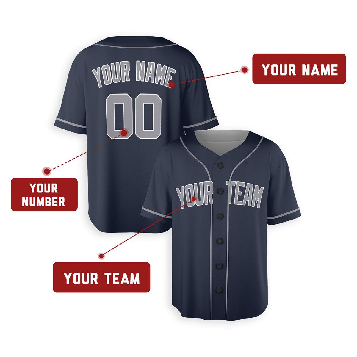 Personalized New York Yankees Baseball Jersey - Navy Alternate Style, Custom Name & Number-2