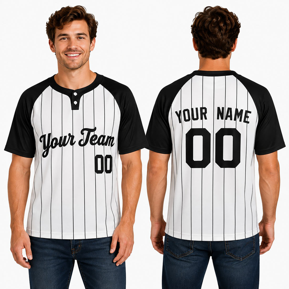Personalized New York Yankees Two-Button Baseball Jersey - Home Style, Custom Name & Number-1