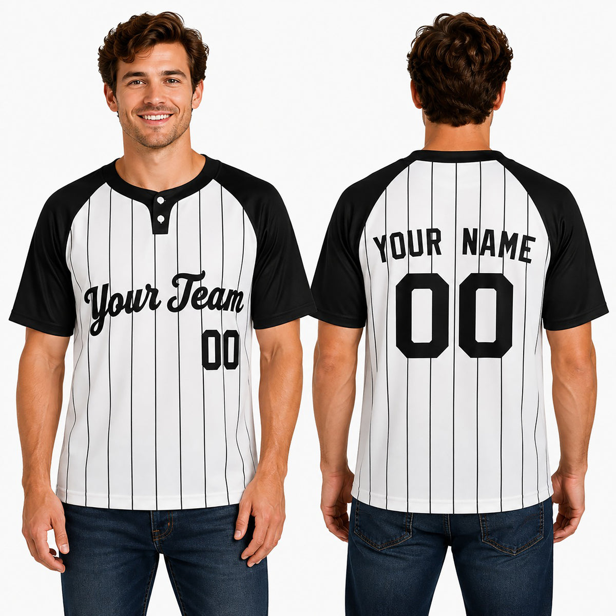 Personalized New York Yankees Two-Button Baseball Jersey - Home Style, Custom Name & Number-1