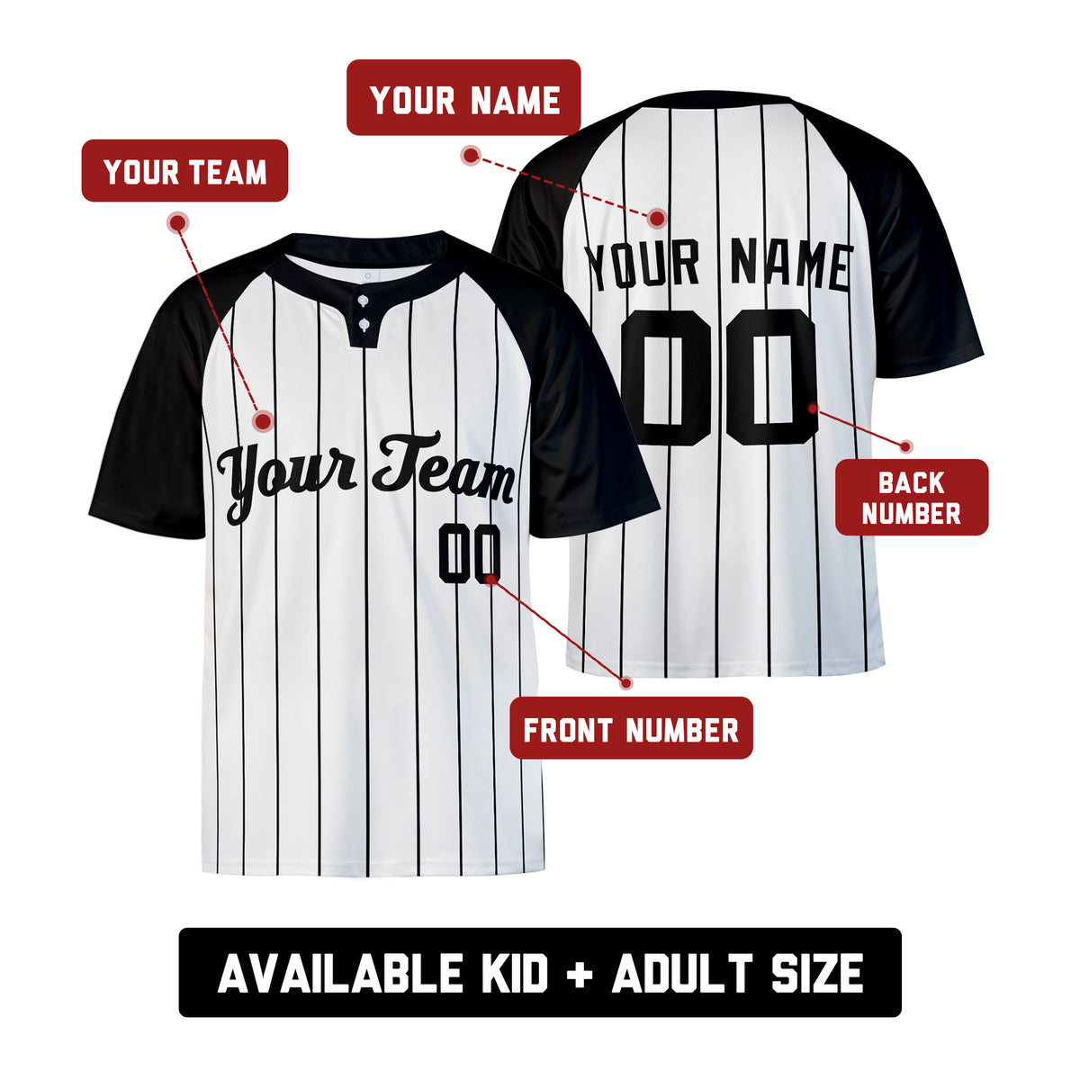 Personalized New York Yankees Two-Button Baseball Jersey - Home Style, Custom Name & Number-2