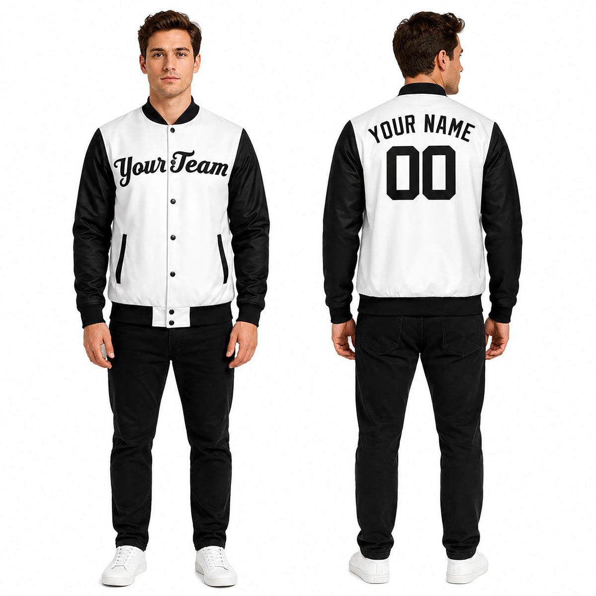 Personalized New York Yankees Varsity Jacket – White Black Home Style, Custom Name & Number-1