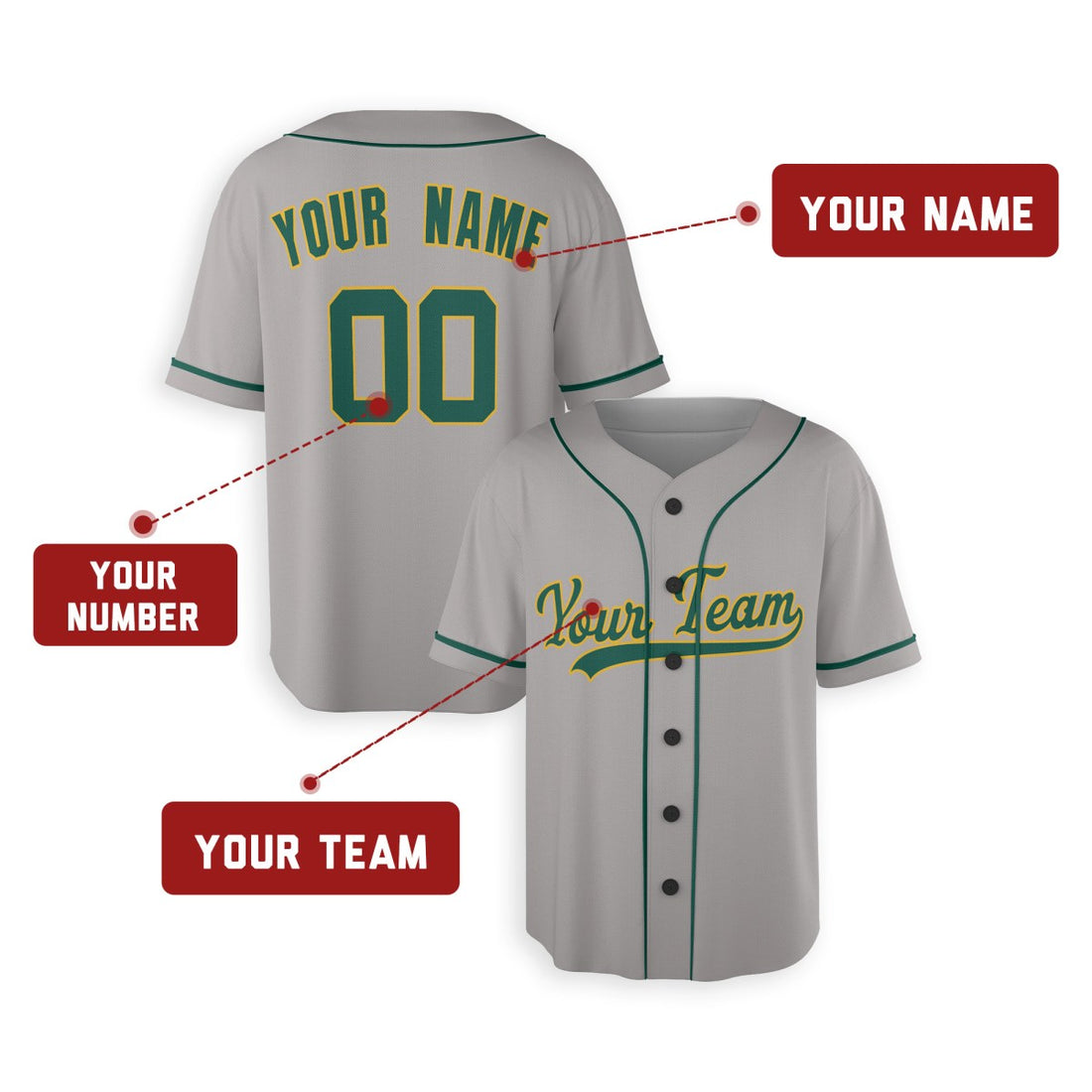Personalized Oakland Athletics Baseball Jersey - Gray Away Style, Custom Name & Number-1