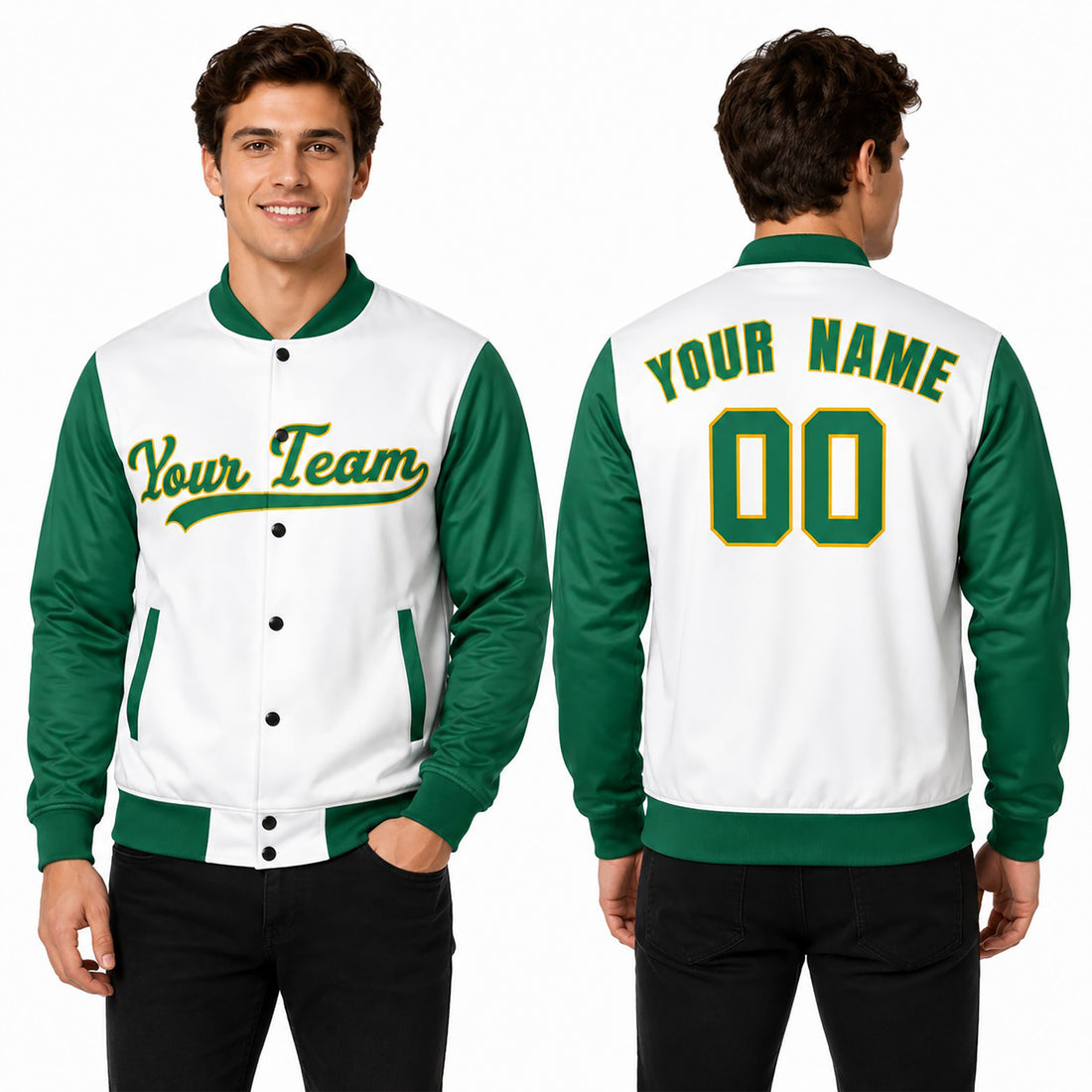 Personalized Oakland Athletics Varsity Jacket – White Green Alternate Style, Custom Name & Number-1