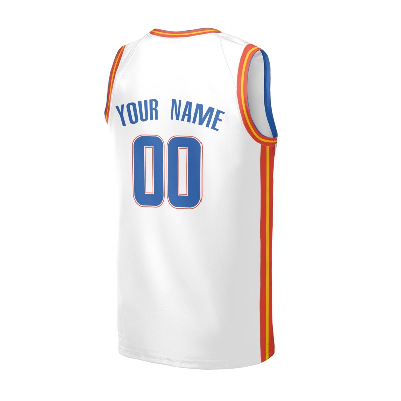Personalized Oklahoma City Thunder Basketball Jersey - White Fast Break Association Style, Custom Name & Number-4