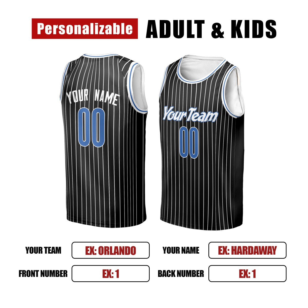 Personalized Orlando Magic Basketball Jersey - Black Swingman Hardwood Classics Style, Custom Name & Number-2