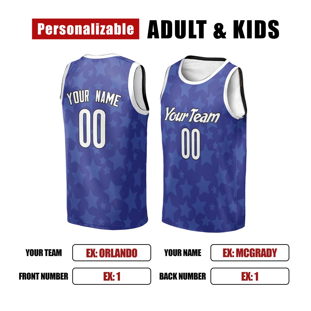 Personalized Orlando Magic Basketball Jersey - Blue Swingman Hardwood Classics Style, Custom Name & Number-2