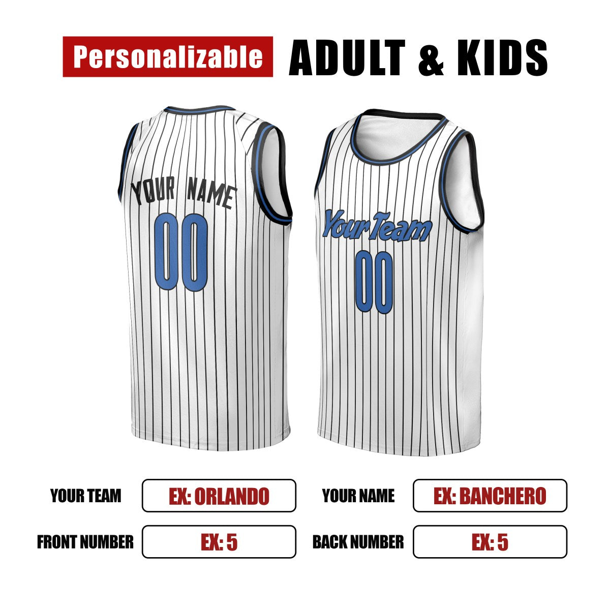 Personalized Orlando Magic Basketball Jersey - White Swingman Player Association Style, Custom Name & Number-2