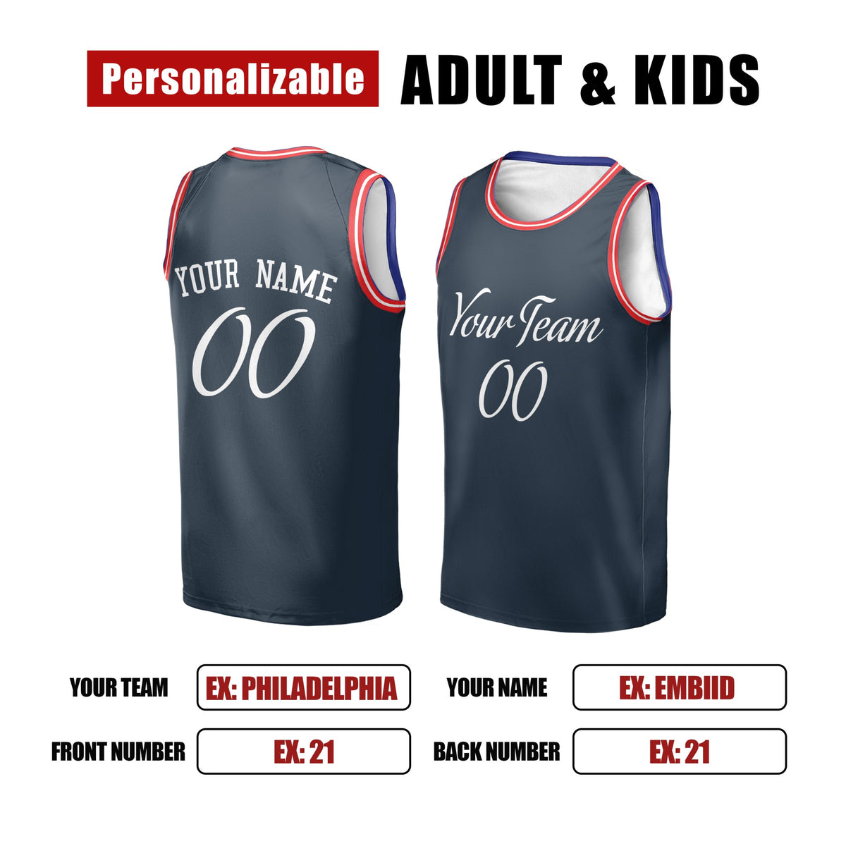 Personalized Philadelphia 76ers Basketball Jersey - Navy 2025/26 Swingman City Style, Custom Name & Number-2