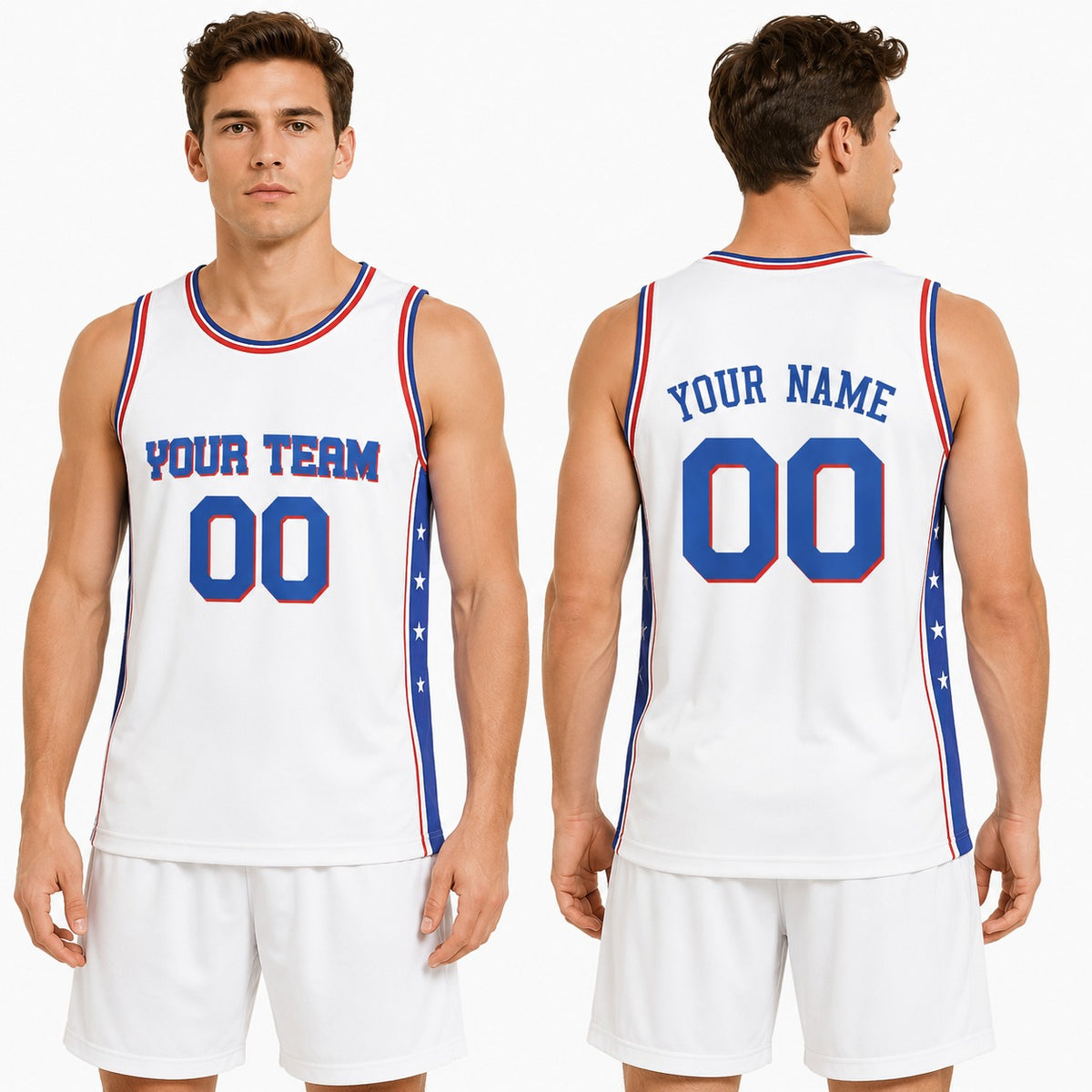 Personalized Philadelphia 76ers Basketball Jersey - White Fast Break Association Style, Custom Name & Number-1