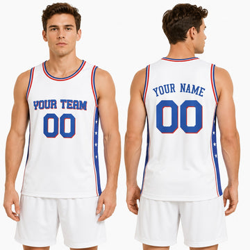 Personalized Philadelphia 76ers Basketball Jersey - White Fast Break Association Style, Custom Name & Number-1