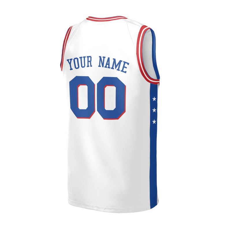 Personalized Philadelphia 76ers Basketball Jersey - White Fast Break Association Style, Custom Name & Number-4