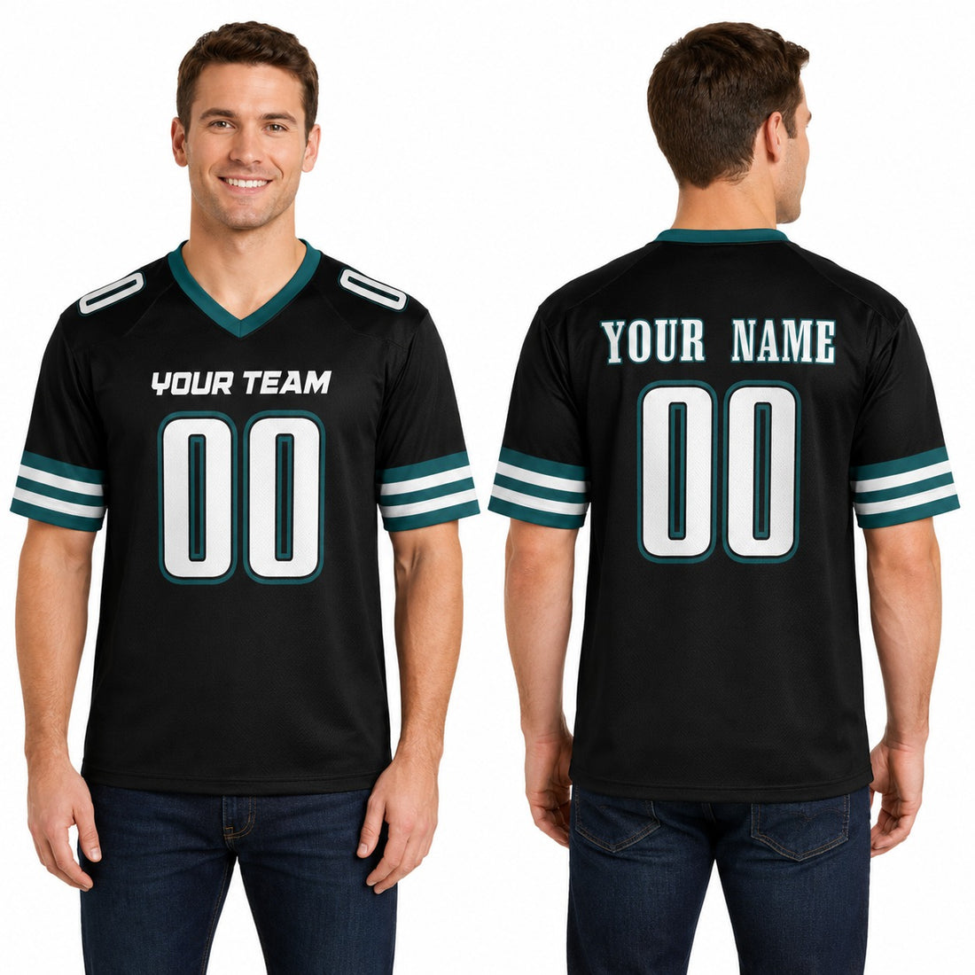Personalized Philadelphia Eagles Football Jersey - Black 2004 Throwback Style, Custom Name & Number-1
