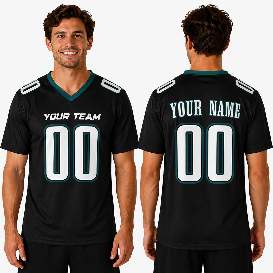 Personalized Philadelphia Eagles Football Jersey - Black Fan Style, Custom Name & Number-1