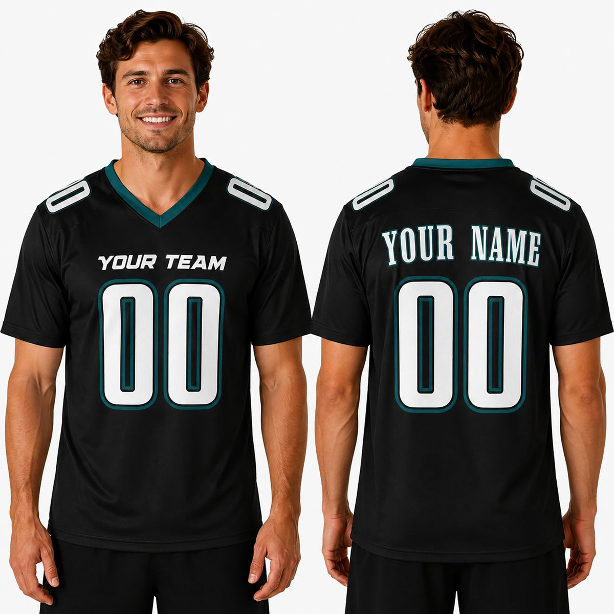 Personalized Philadelphia Eagles Football Jersey - Black Fan Style, Custom Name & Number-1