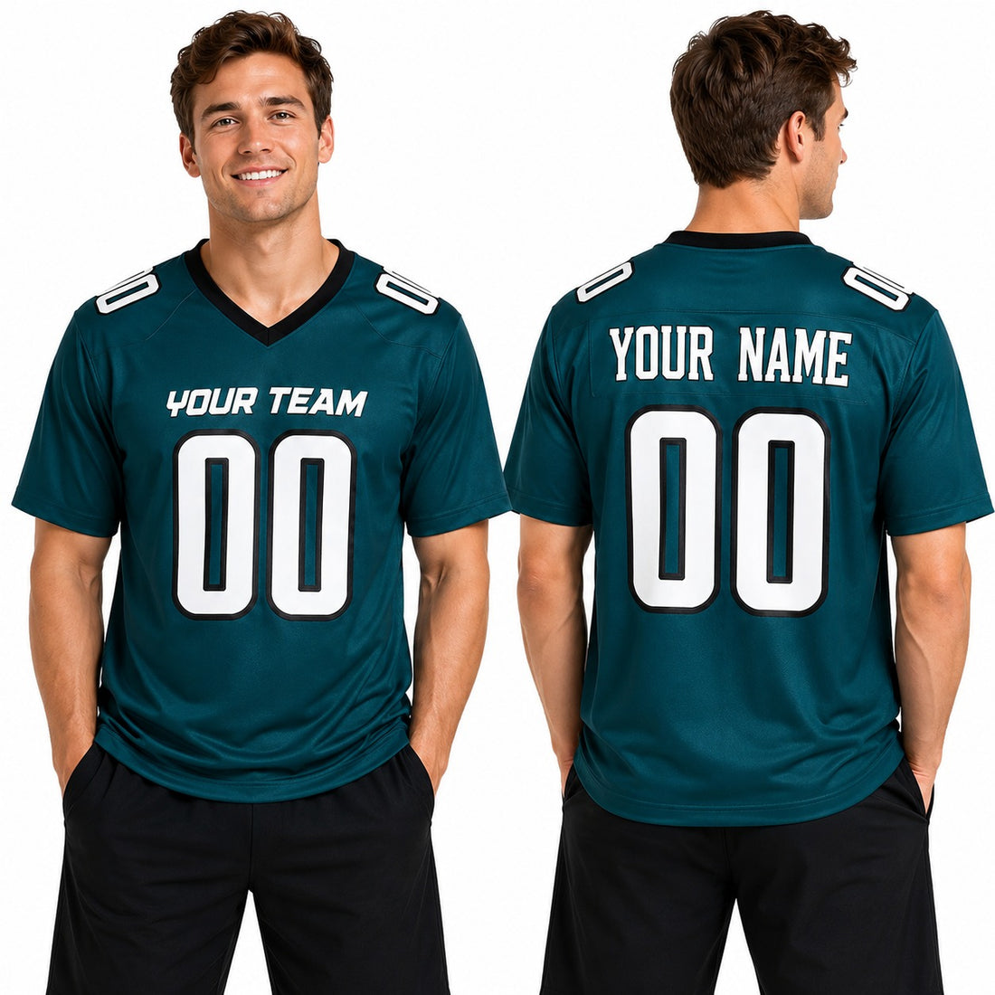 Personalized Philadelphia Eagles Football Jersey - Midnight Green Fan Style, Custom Name & Number-1