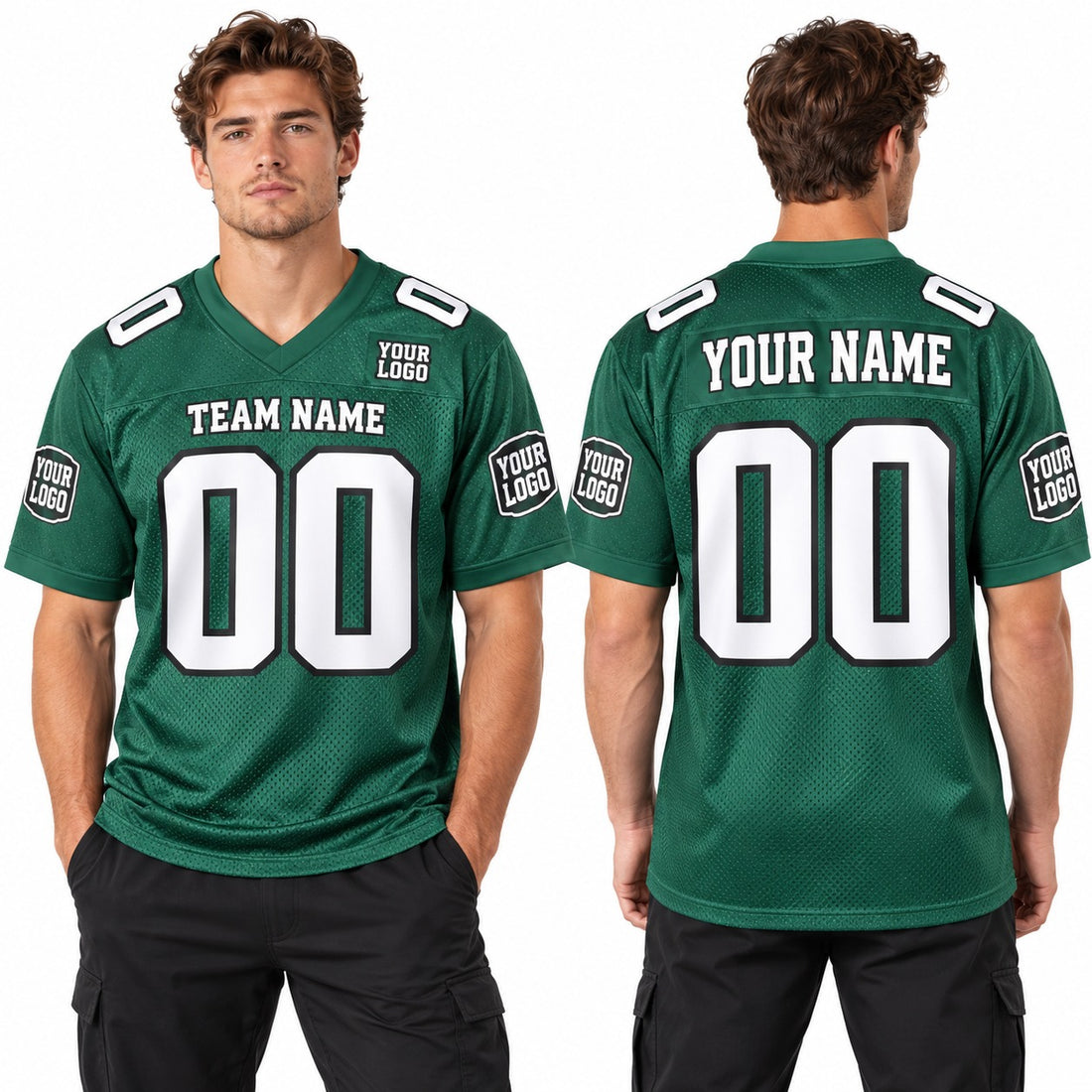 Personalized Philadelphia Eagles Football Jersey – Green Throwback Style, Custom Name Patch, Team Name, Number & Logo-1
