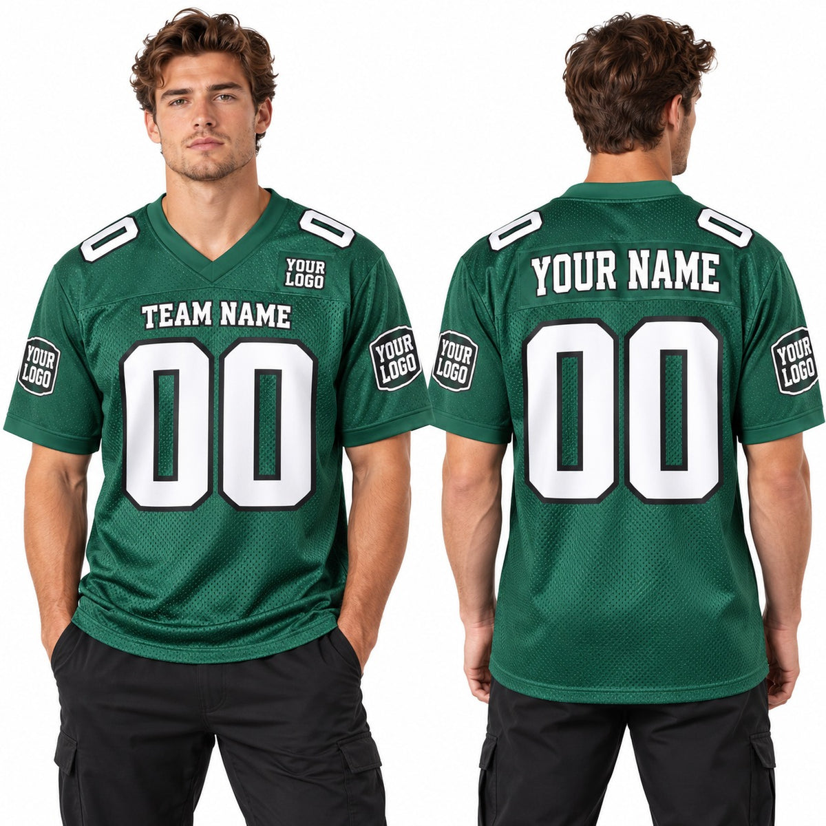 Personalized Philadelphia Eagles Football Jersey – Green Throwback Style, Custom Name Patch, Team Name, Number & Logo-1