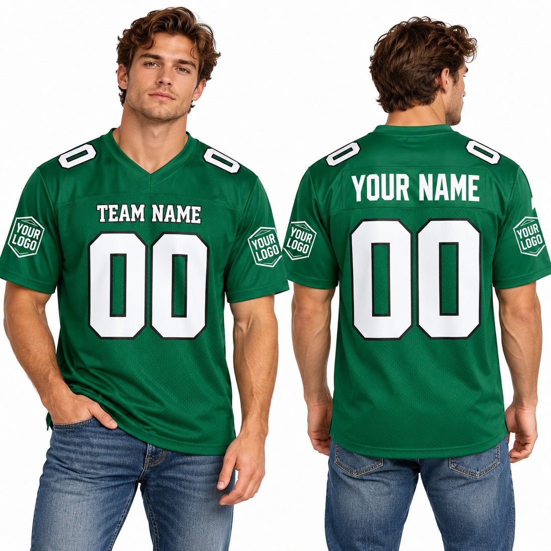 Personalized Philadelphia Eagles Football Jersey – Kelly Green Alternate Style, Custom Name Patch, Team Name, Number & Logo-1
