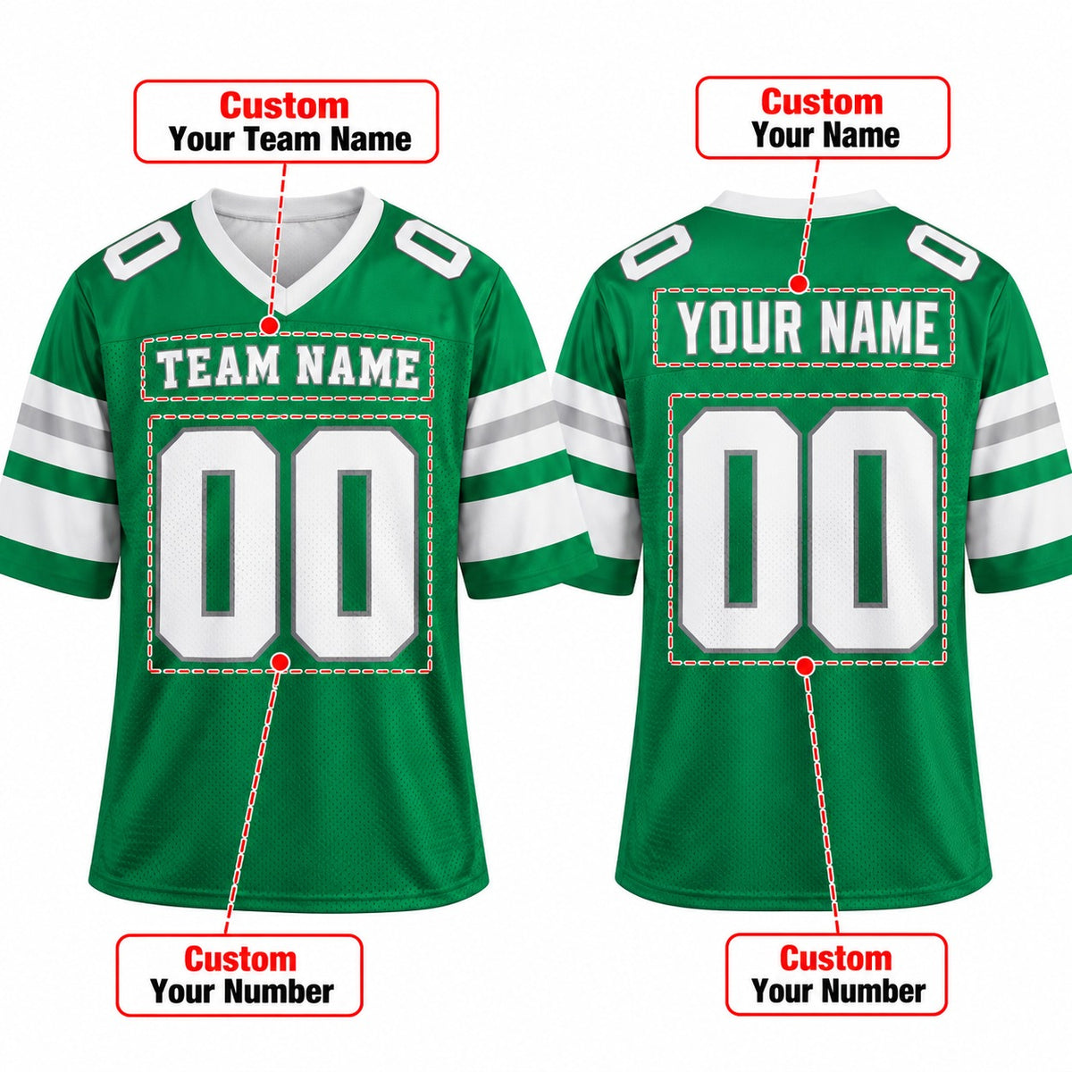 Personalized Philadelphia Eagles Football Jersey – Kelly Green Legacy Style, Custom Name Patch, Team Name, Number & Logo-2