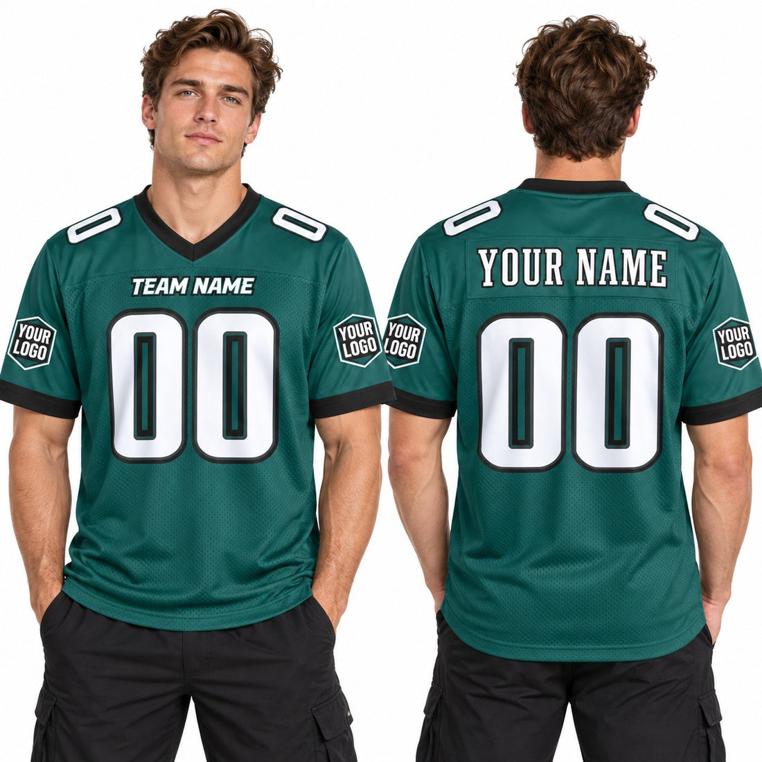 Personalized Philadelphia Eagles Football Jersey – Midnight Green Game Style, Custom Name Patch, Team Name, Number & Logo-1