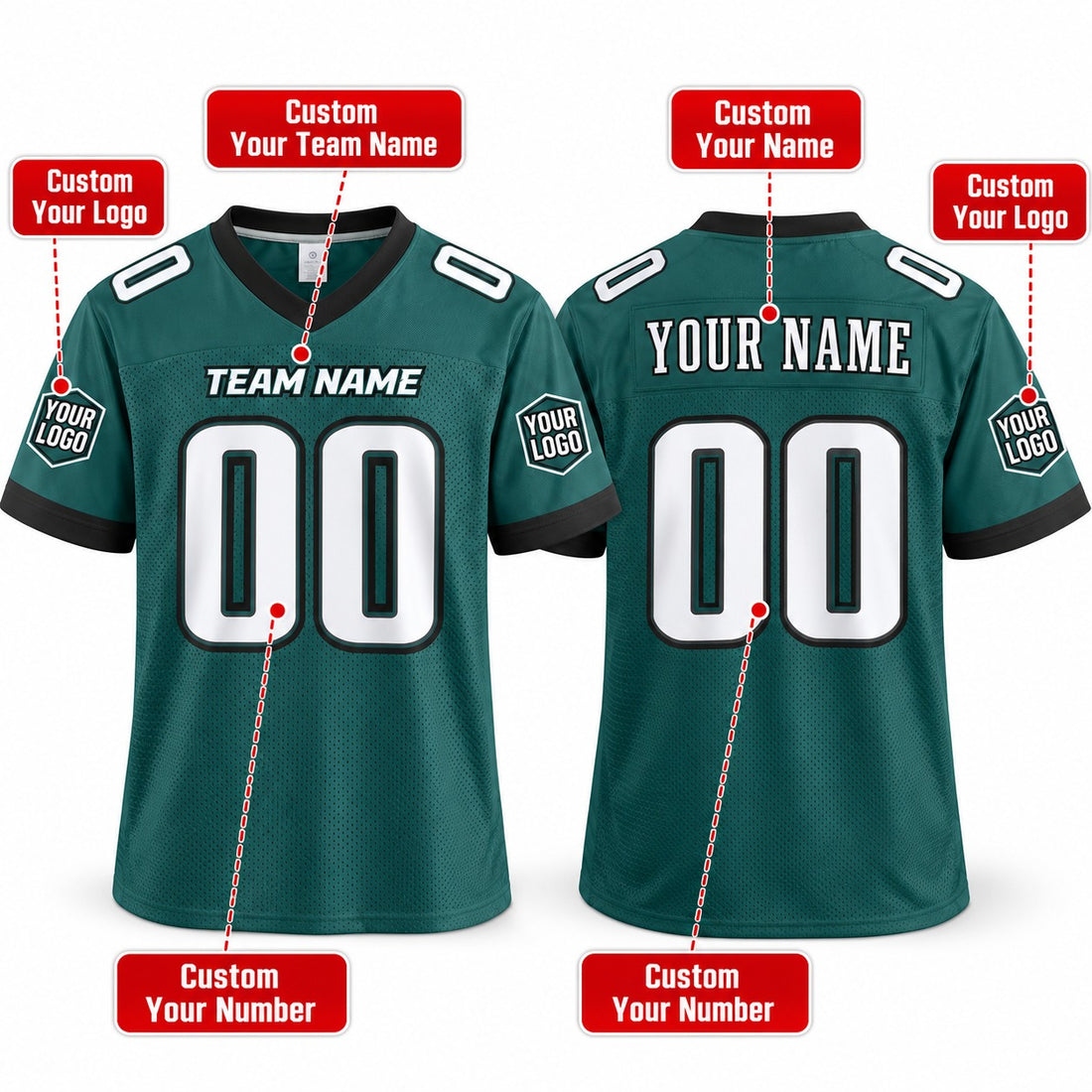 Personalized Philadelphia Eagles Football Jersey – Midnight Green Game Style, Custom Name Patch, Team Name, Number & Logo-1