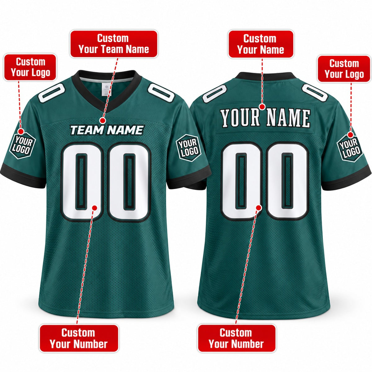 Personalized Philadelphia Eagles Football Jersey – Midnight Green Game Style, Custom Name Patch, Team Name, Number & Logo-2