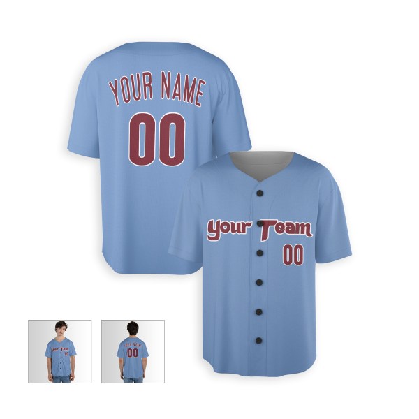 Personalized Philadelphia Phillies Baseball Jersey - Light Blue Alternate Style, Custom Name & Number-3