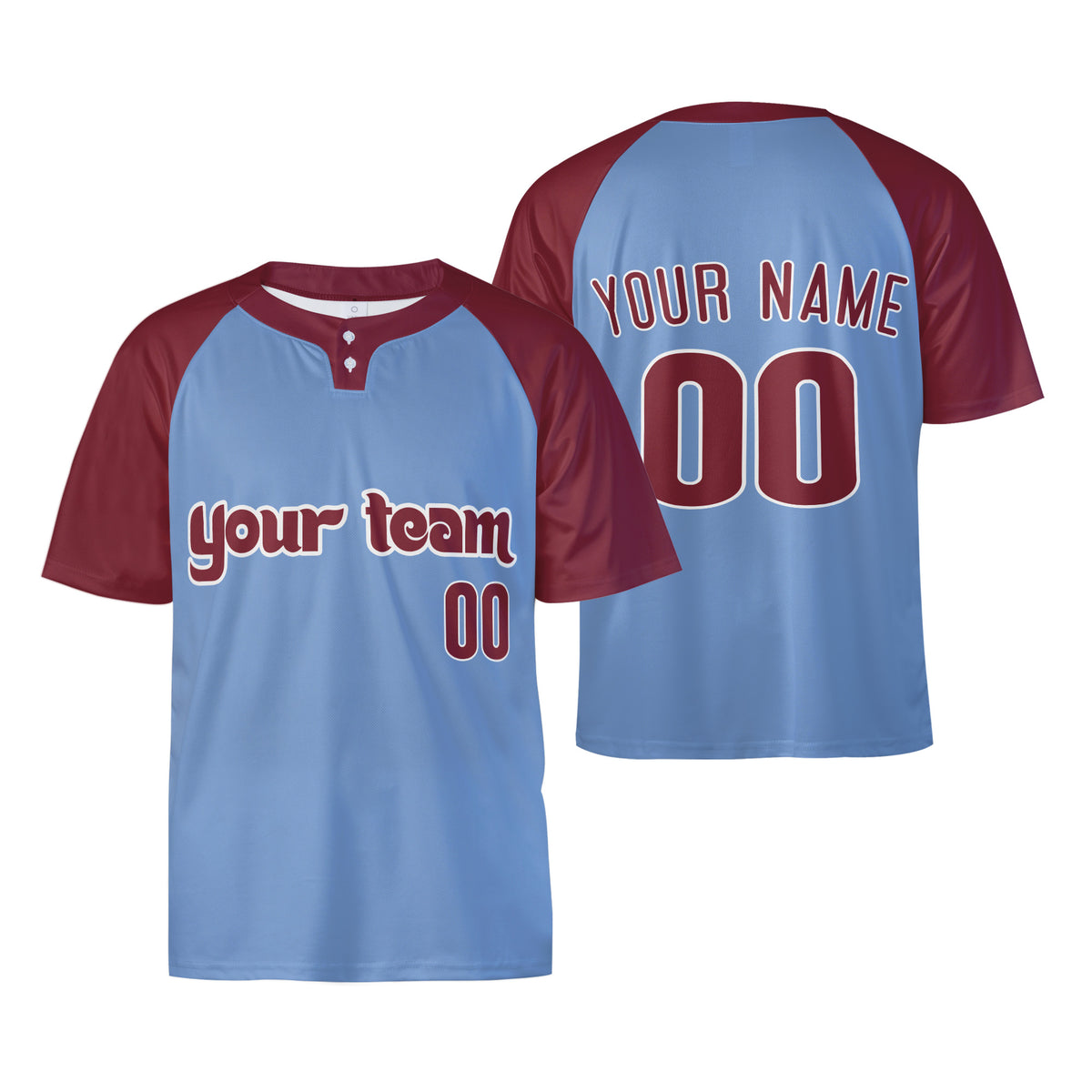 Personalized Philadelphia Phillies Two-Button Baseball Jersey - Alternate Style, Custom Name & Number-3