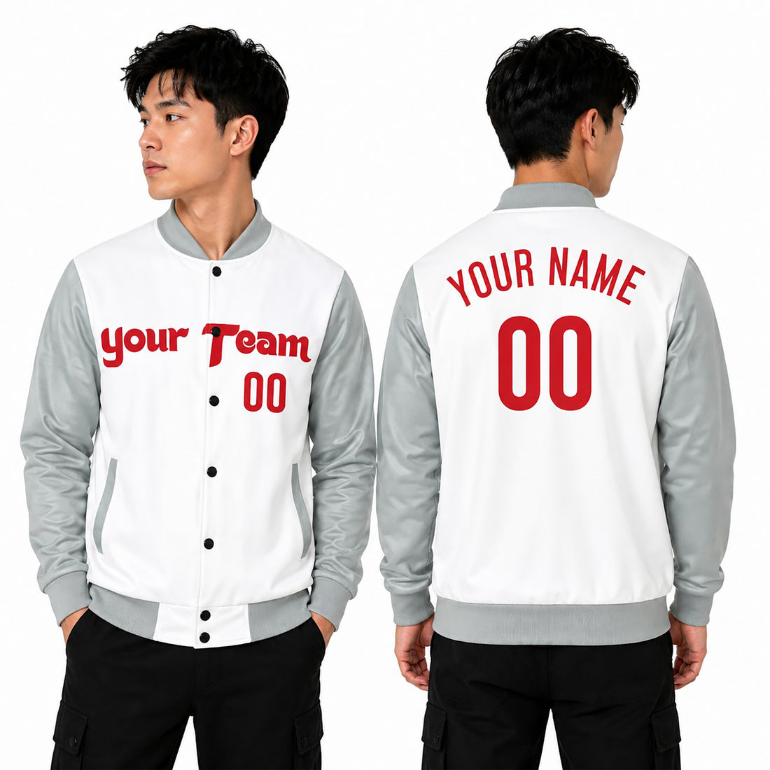 Personalized Philadelphia Phillies Varsity Jacket – White Gray Away Style, Custom Name & Number-1