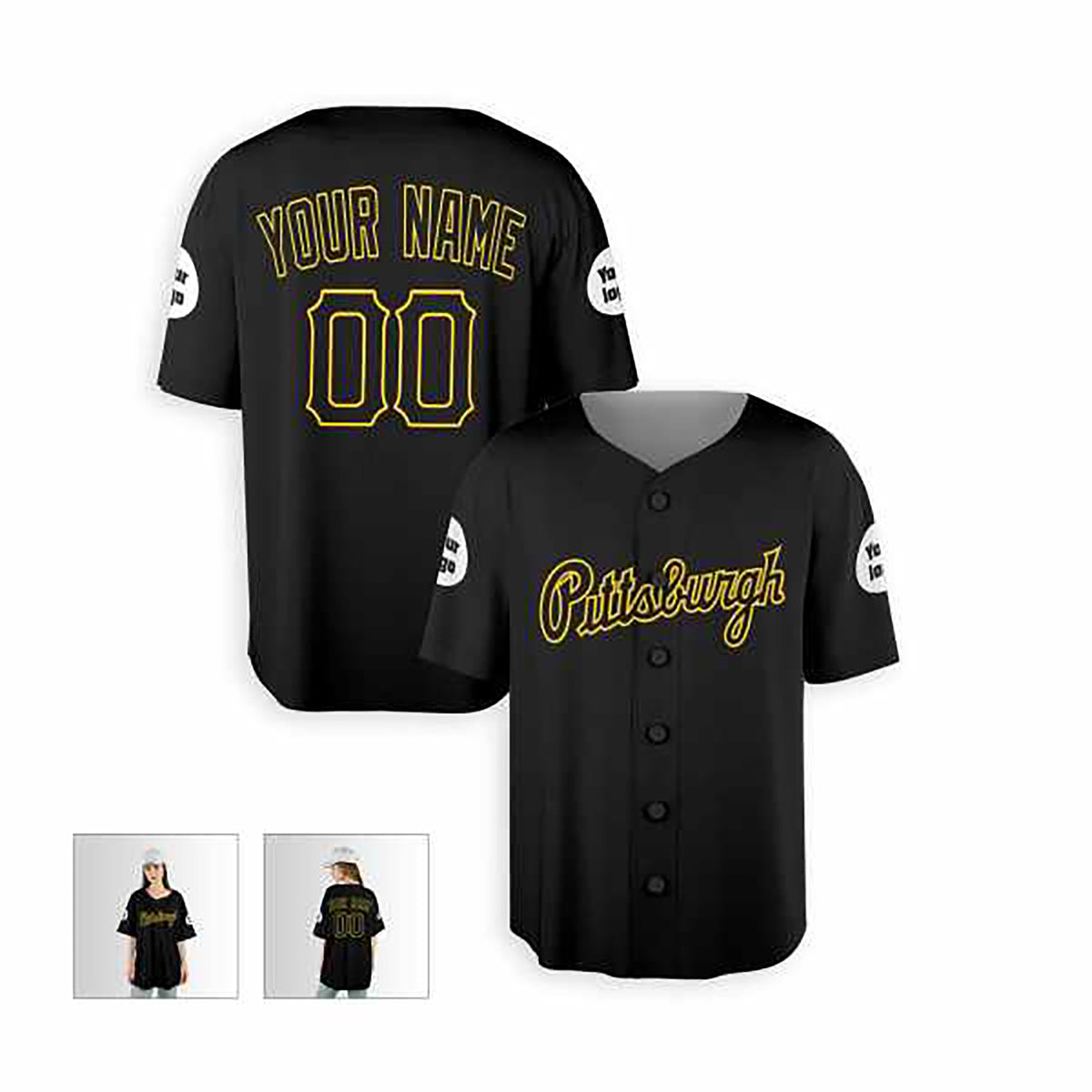 Personalized Pittsburgh Pirates Baseball Jersey - Black Alternate Style, Custom Name & Number-3