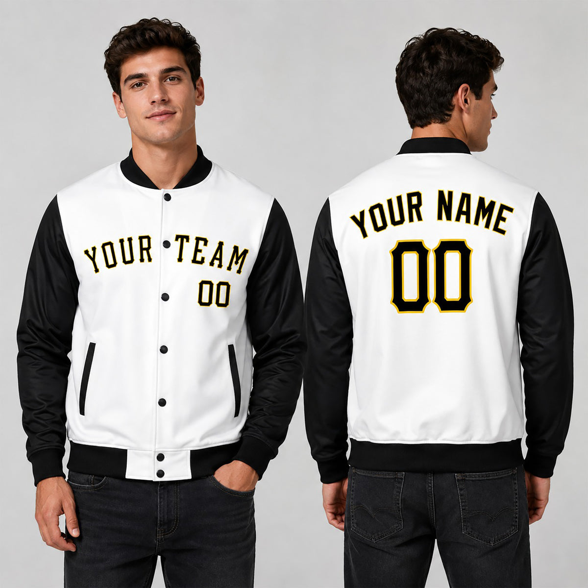 Personalized Pittsburgh Pirates Varsity Jacket – White Black Home Style, Custom Name & Number-1