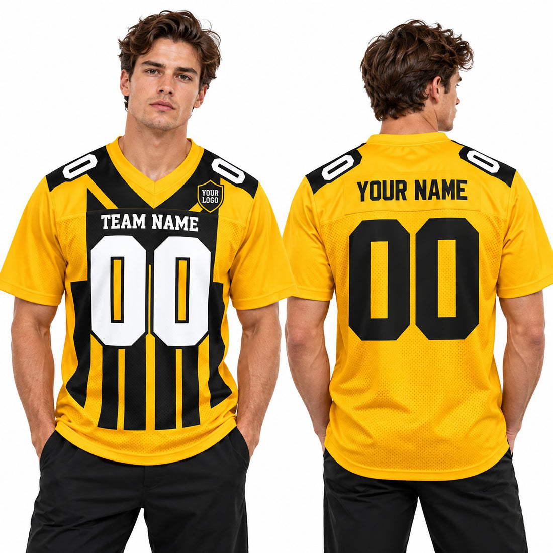 Personalized Pittsburgh Steelers 1933 Football Jersey – Gold Throwback Alternate Style, Custom Name Patch, Team Name, Number & Logo-1