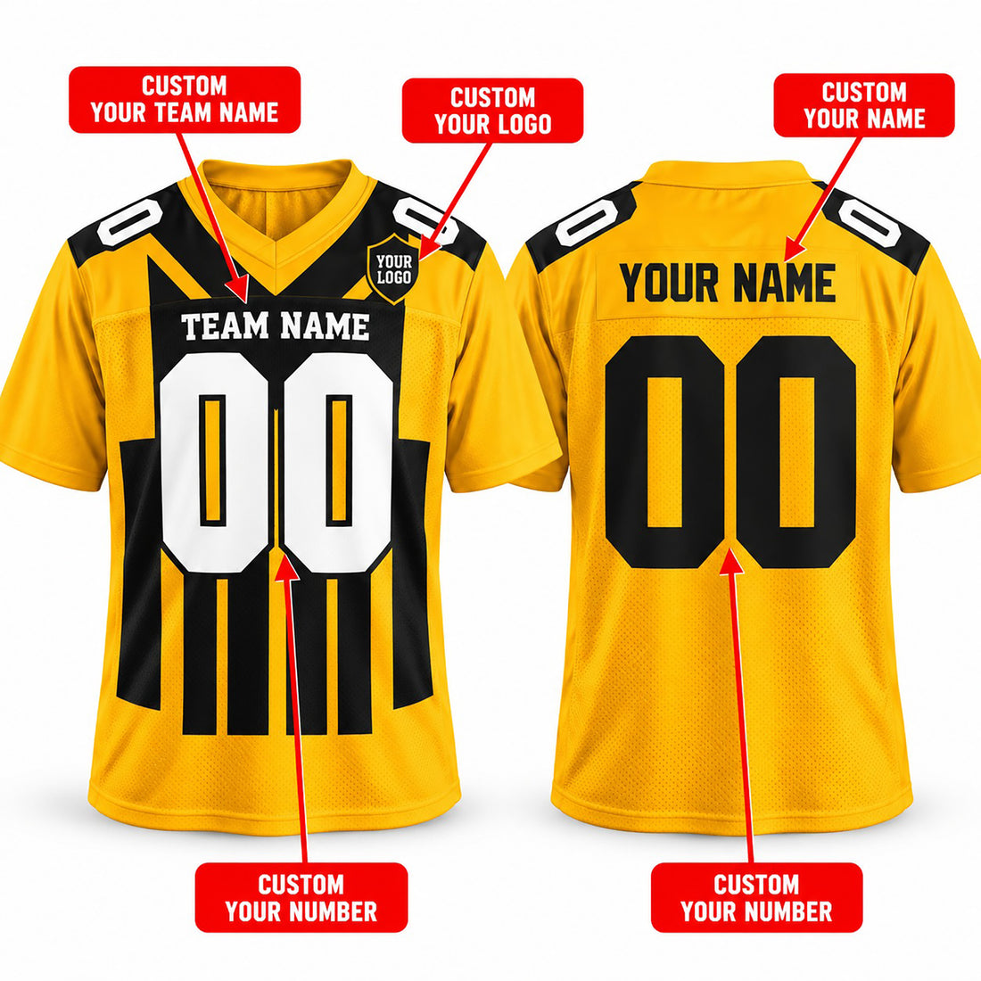 Personalized Pittsburgh Steelers 1933 Football Jersey – Gold Throwback Alternate Style, Custom Name Patch, Team Name, Number & Logo-1