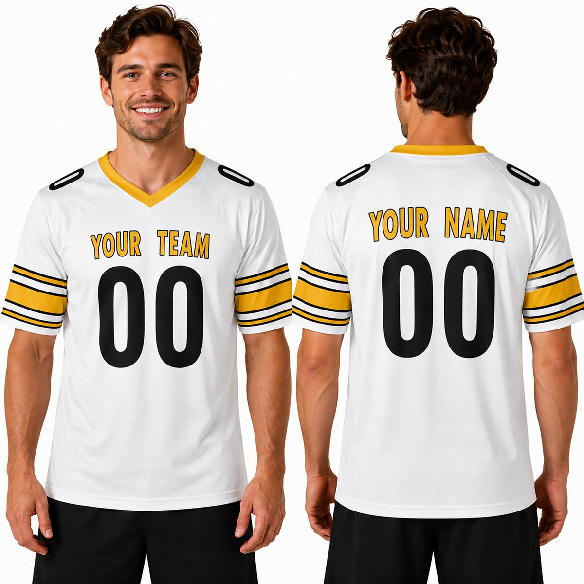 Personalized Pittsburgh Steelers Football Jersey - White Fan Style, Custom Name & Number-1