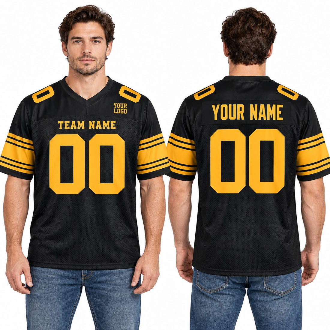 Personalized Pittsburgh Steelers Football Jersey – Black Alternate Style, Custom Name Patch, Team Name, Number & Logo-1