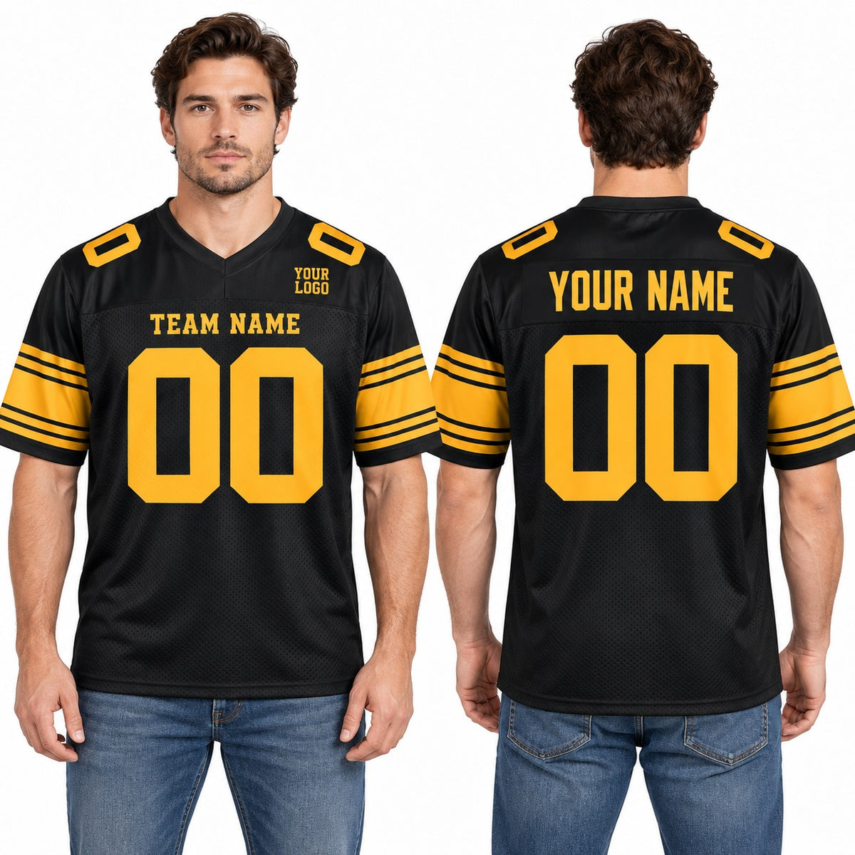 Personalized Pittsburgh Steelers Football Jersey – Black Alternate Style, Custom Name Patch, Team Name, Number & Logo-1