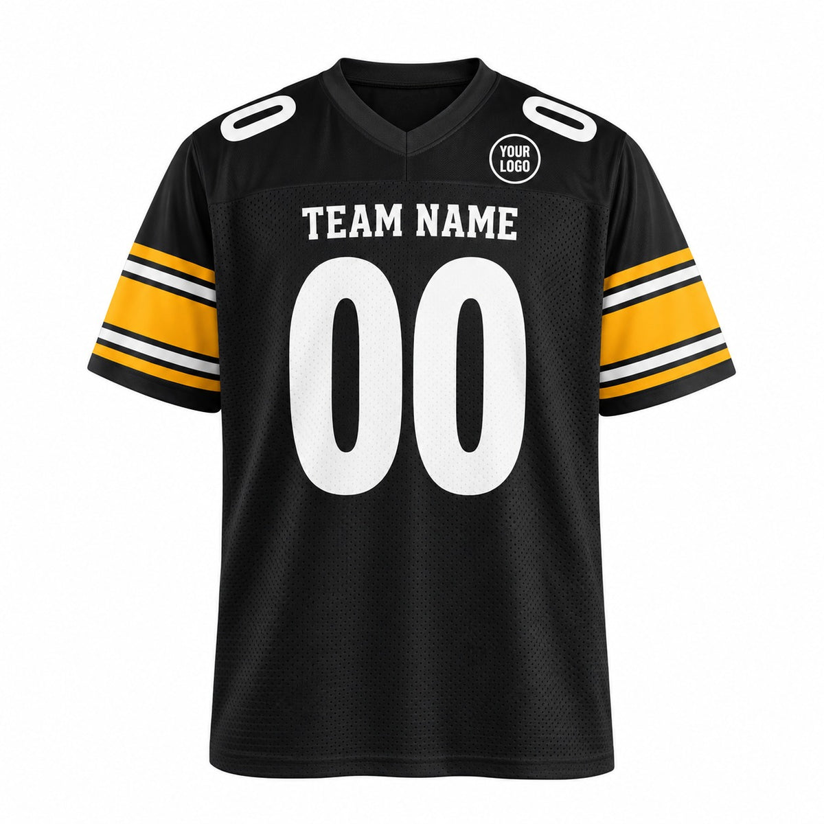 Personalized Pittsburgh Steelers Football Jersey – Black Game Style, Custom Name Patch, Team Name, Number & Logo-3
