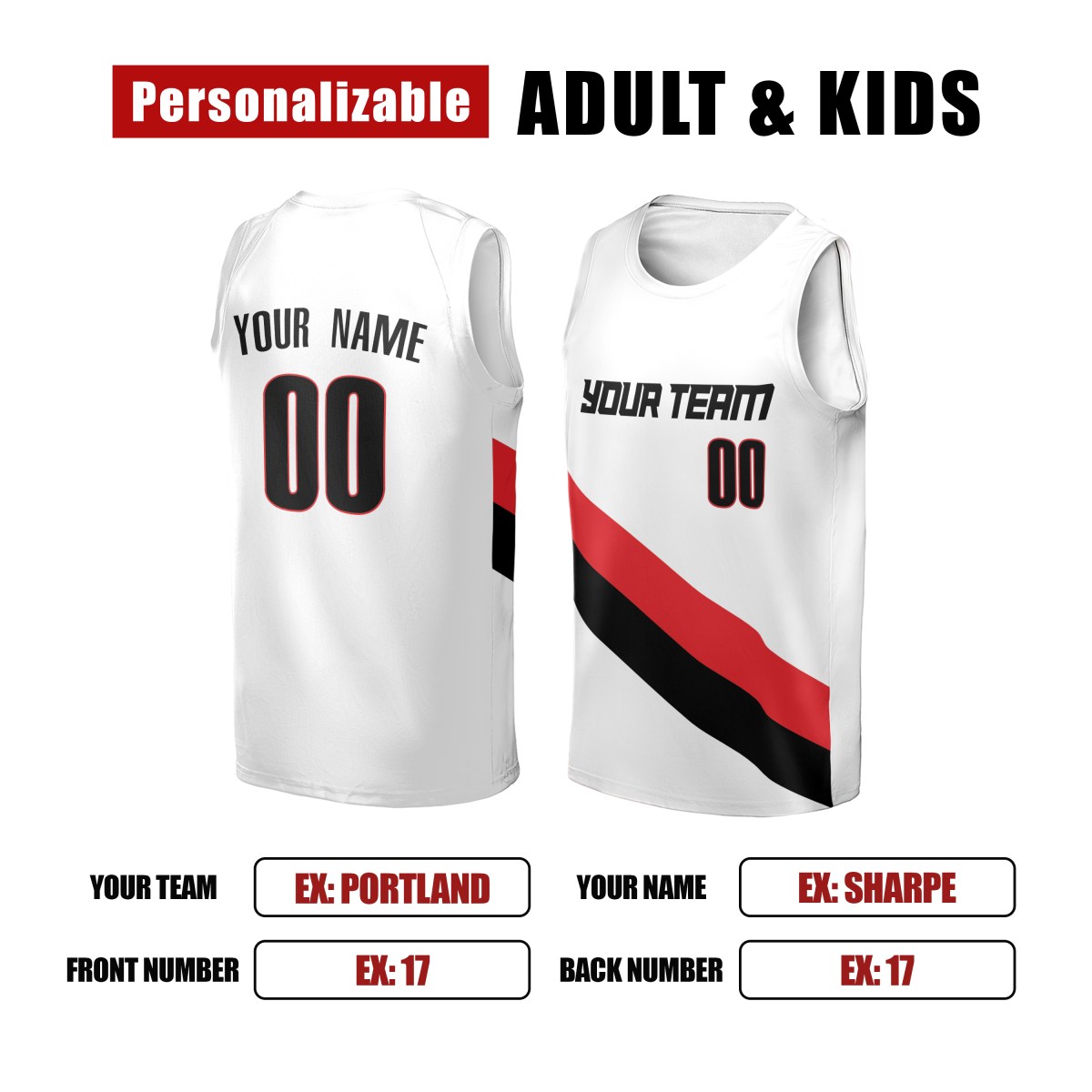 Personalized Portland Trail Blazers Basketball Jersey - White Swingman Association Style, Custom Name & Number-2